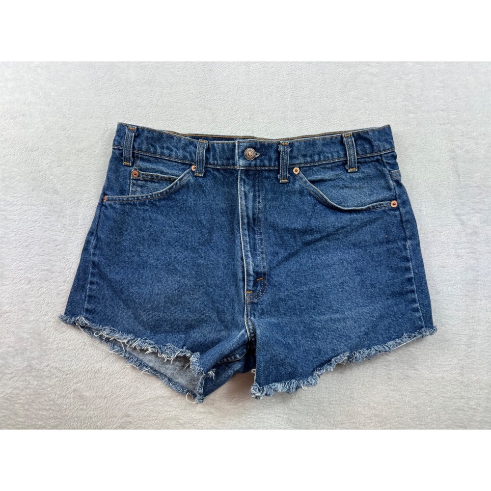 Vintage Levis 517 Orange Tab Denim Shorts W34 High Waist Cut Off Made‎ in USA